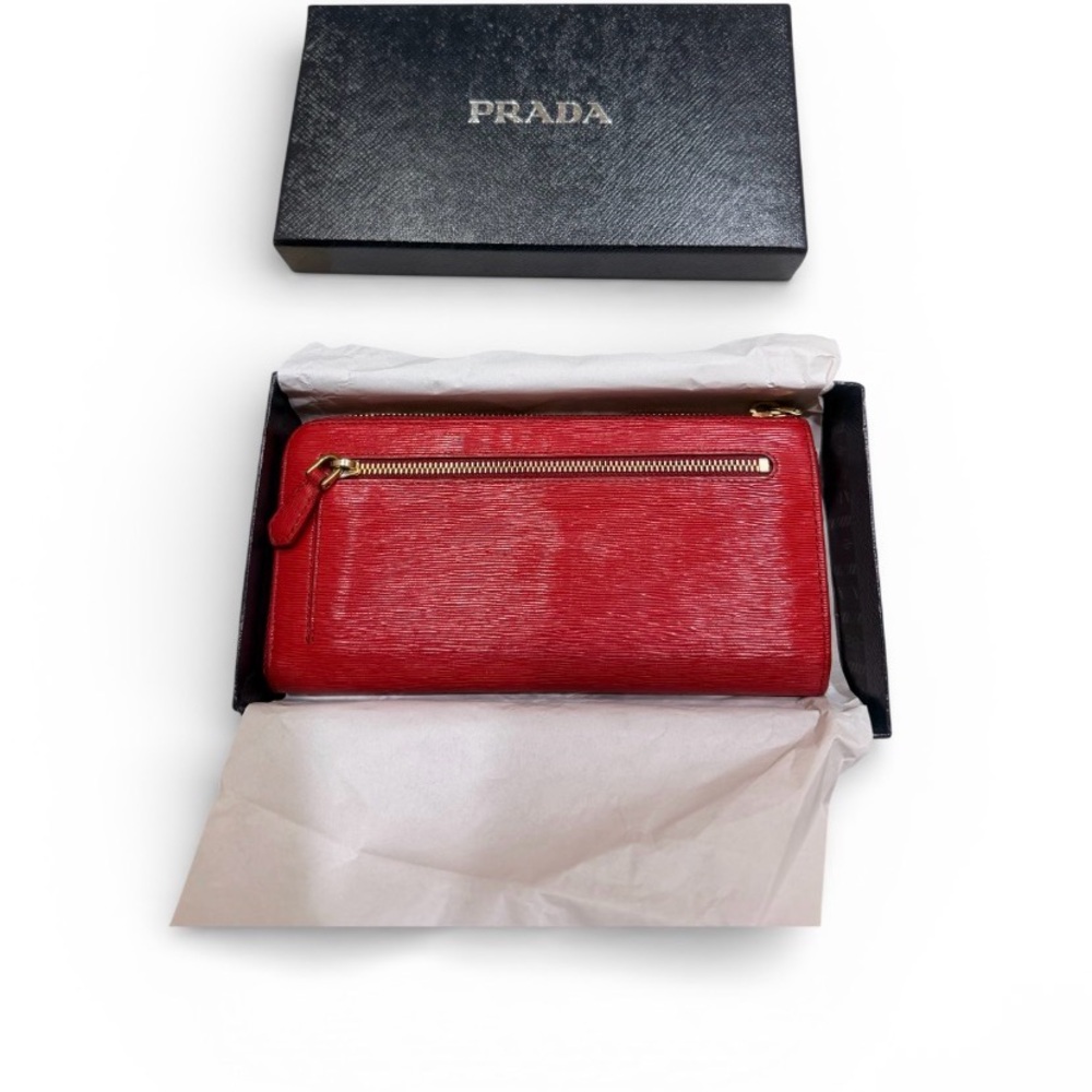Prada Red Leather Women's Wallet with Box and Authenticity Card-EUC - Picture 7 of 13
